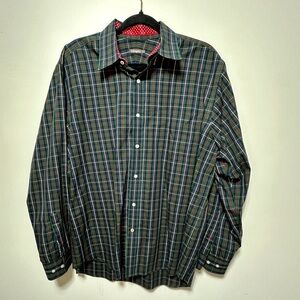 J McLaughlin Mens Large Plaid  Button Down Shirt Long Sleeve Contrast Cuff